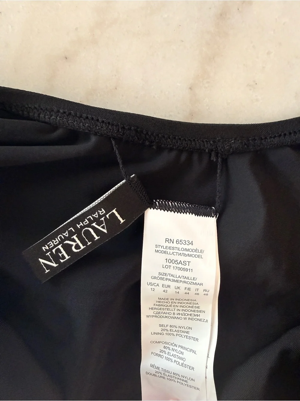Ralph Lauren Black V-Neck One-Piece Swimsuit - Picture 4 of 4